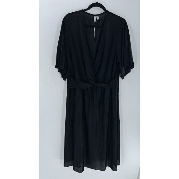 ASOS Curve Dresses & Skirts - Women's Asos Curve Black A-line Flutter Sleeve Sheer Midi Dress Size 18